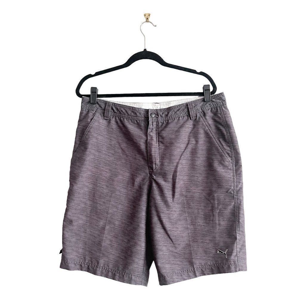 Puma Sport Style Shorts Flat Front Gray Black Hybrid Men's Size 36